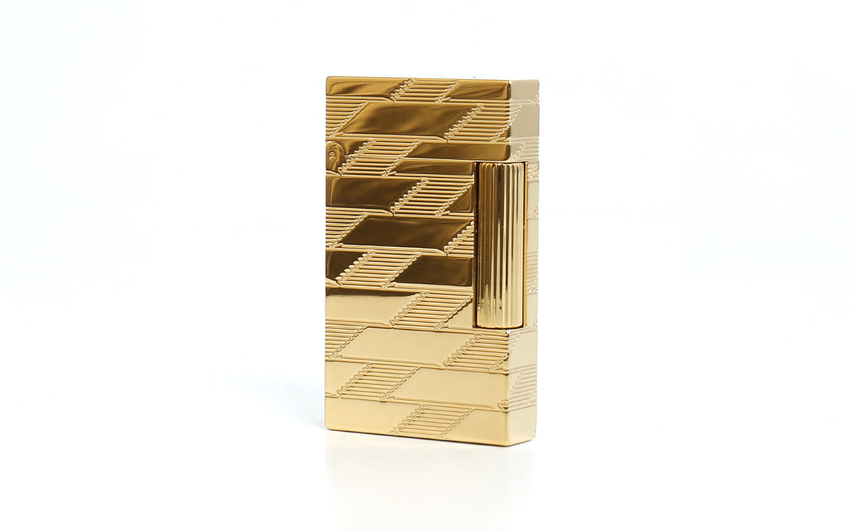DUPONT LIGNE 2 GUILLOCHE MONOGRAM LIGHTER 1872 GOLD