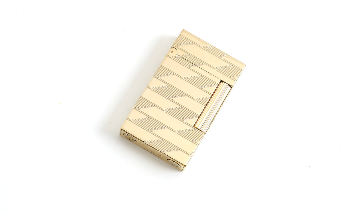DUPONT LIGNE 2 GUILLOCHE MONOGRAM LIGHTER 1872 GOLD