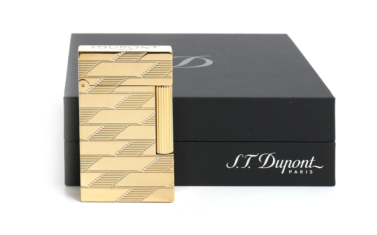 DUPONT LIGNE 2 GUILLOCHE MONOGRAM LIGHTER 1872 GOLD