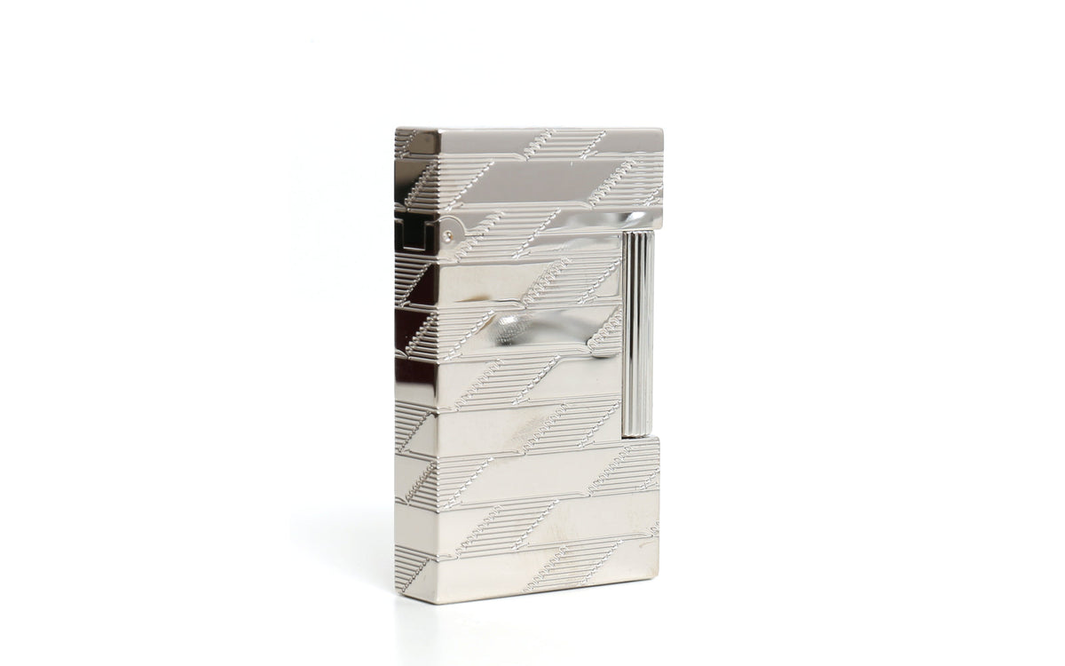 DUPONT LIGNE 2 GUILLOCHE MONOGRAM LIGHTER 1872 SILVER