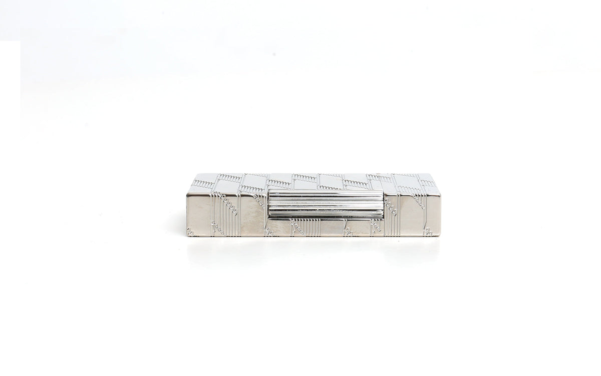 DUPONT LIGNE 2 GUILLOCHE MONOGRAM LIGHTER 1872 SILVER