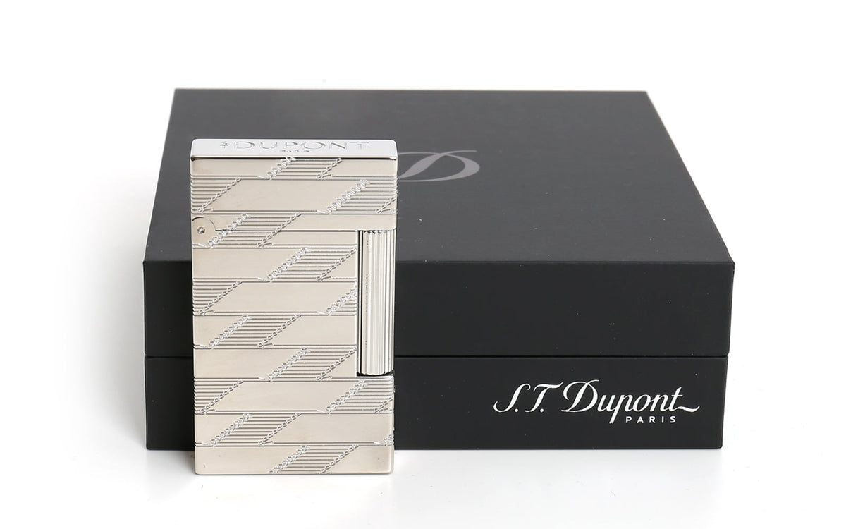 DUPONT LIGNE 2 GUILLOCHE MONOGRAM LIGHTER 1872 SILVER