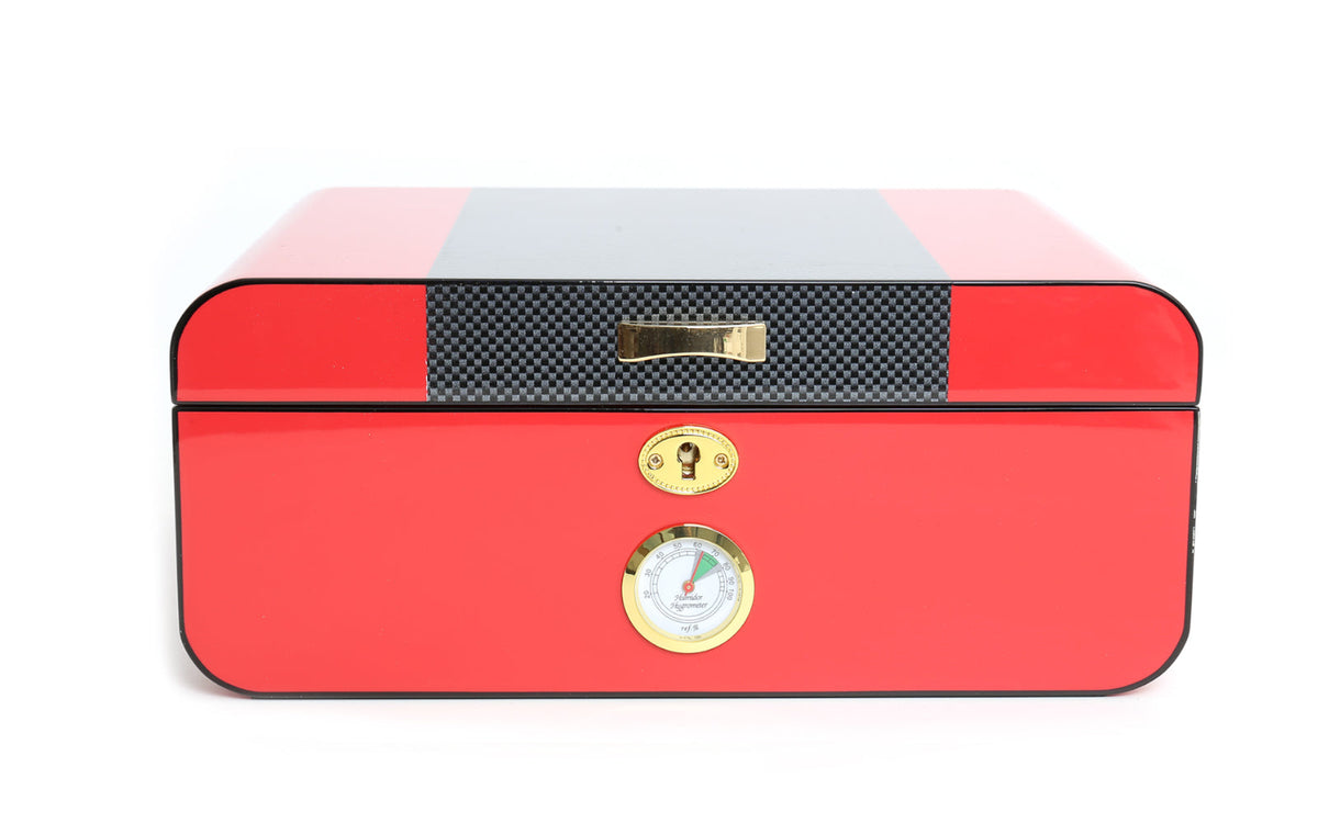 CIGAR BOX IN LACQUERED RED CARBON FIBER