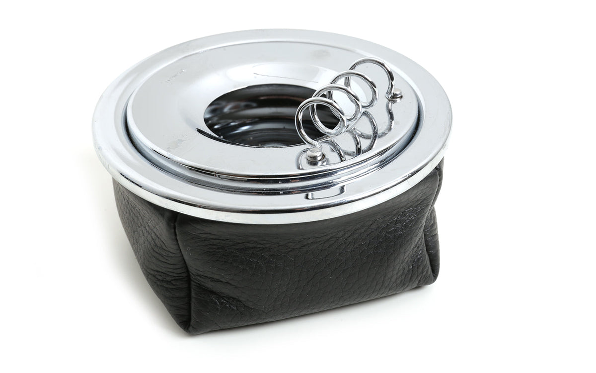 CORVETTE BLACK LEATHER ASHTRAY WITH CIGARETTE REST