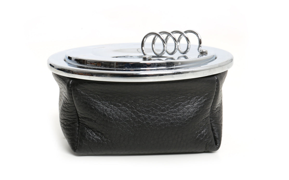 CORVETTE BLACK LEATHER ASHTRAY WITH CIGARETTE REST