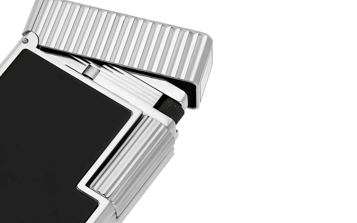 DUPONT LIGNE 1 LIGHTER LACQUERED BLACK SILVER