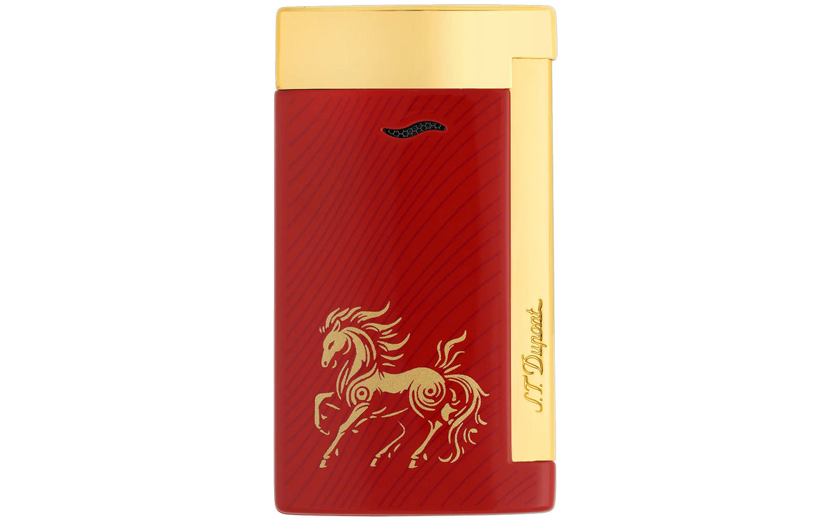 DUPONT SLIM 7 HORSE RED GOLD LIGHTER