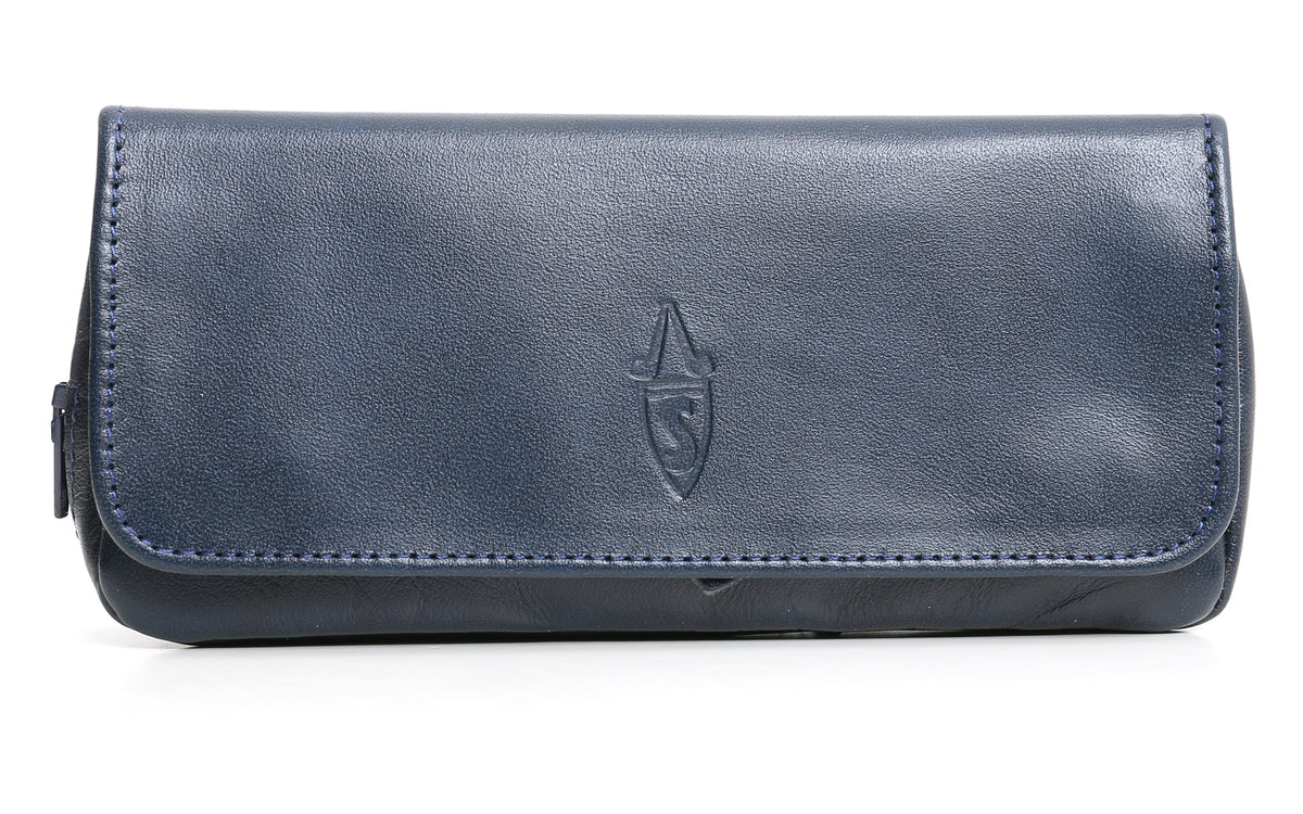 TOBACCO AND PIPE BAG IN BLUE LEATHER
