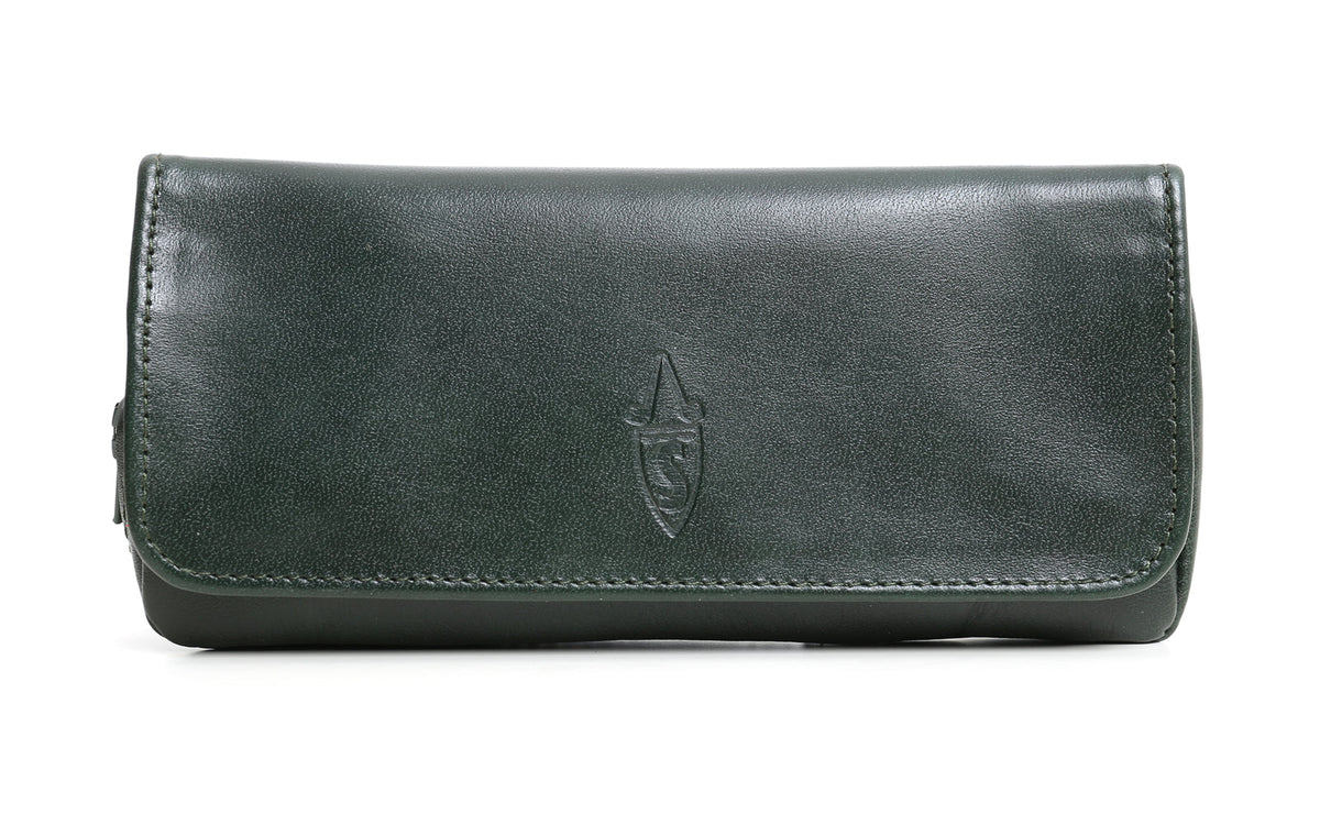 TOBACCO AND PIPE BAG IN GREEN LEATHER