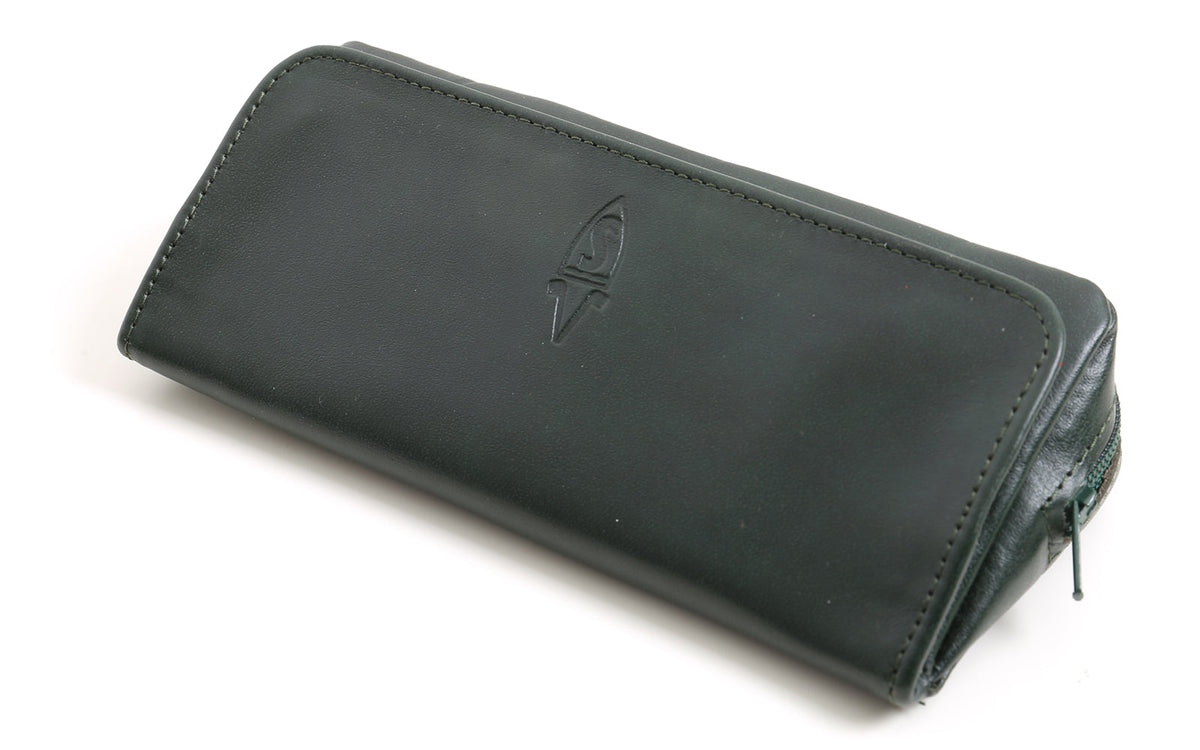 TOBACCO AND PIPE BAG IN GREEN LEATHER
