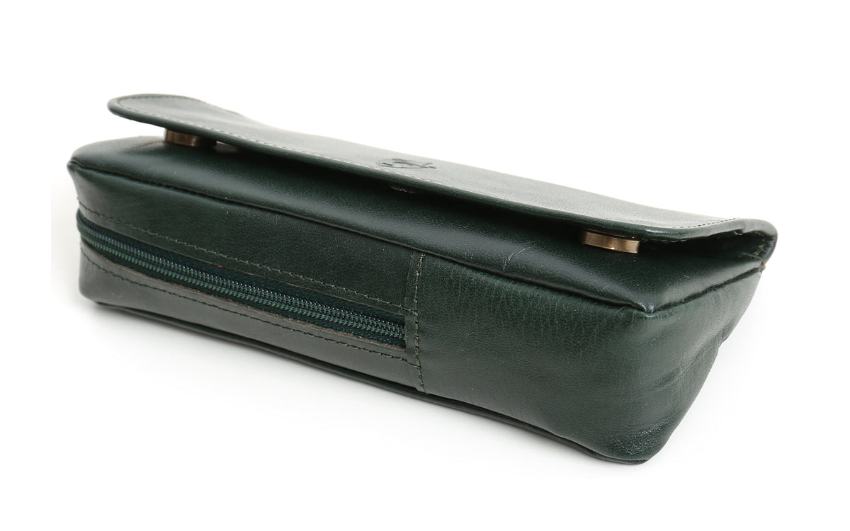 TOBACCO AND PIPE BAG IN GREEN LEATHER