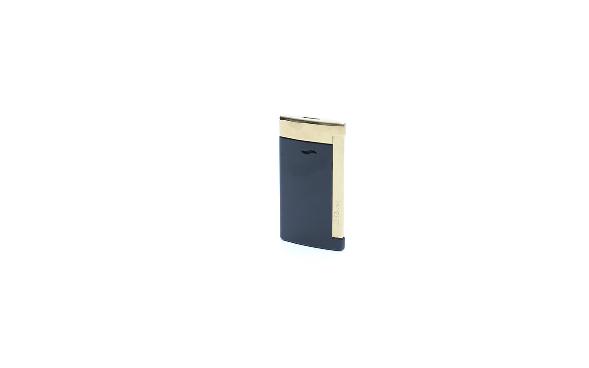 DUPONT SLIM 7 BLACK LIGHTER WITH GOLDEN FINISHES