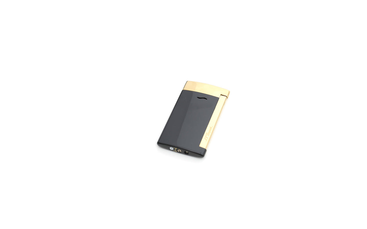 DUPONT SLIM 7 BLACK LIGHTER WITH GOLDEN FINISHES