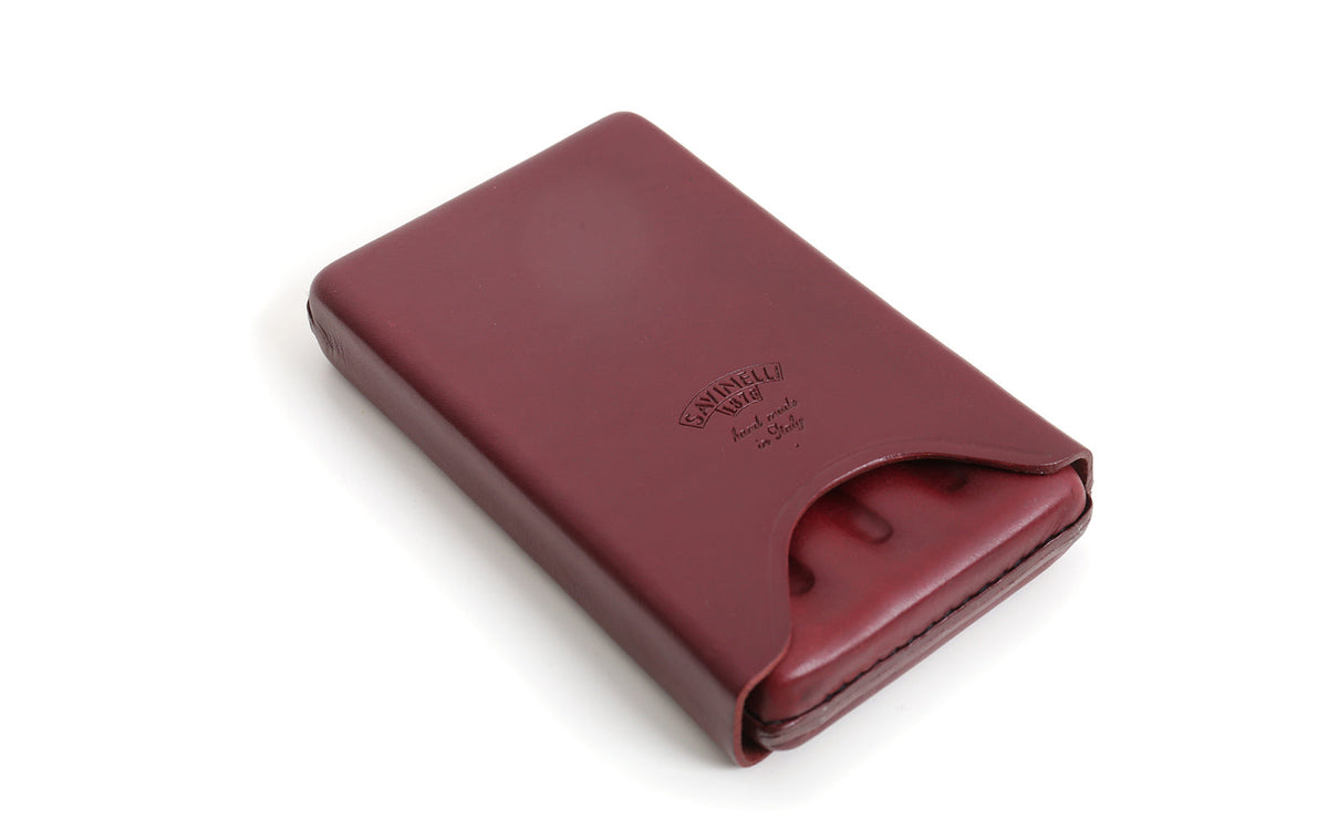 4 PLACE CIGAR BOX IN BURGUNDY LEATHER