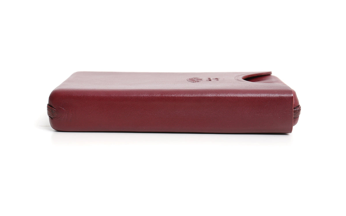 4 PLACE CIGAR BOX IN BURGUNDY LEATHER