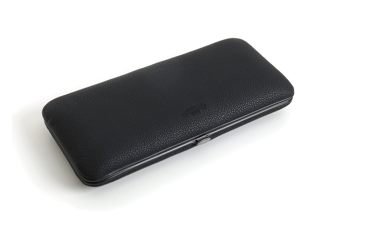 3 PLACE BLACK LEATHER CIGAR BOX