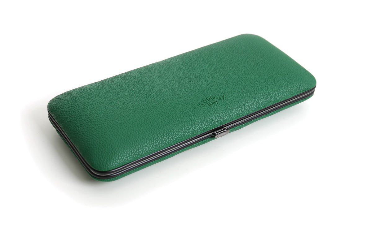 3 PLACE GREEN LEATHER CIGAR BOX