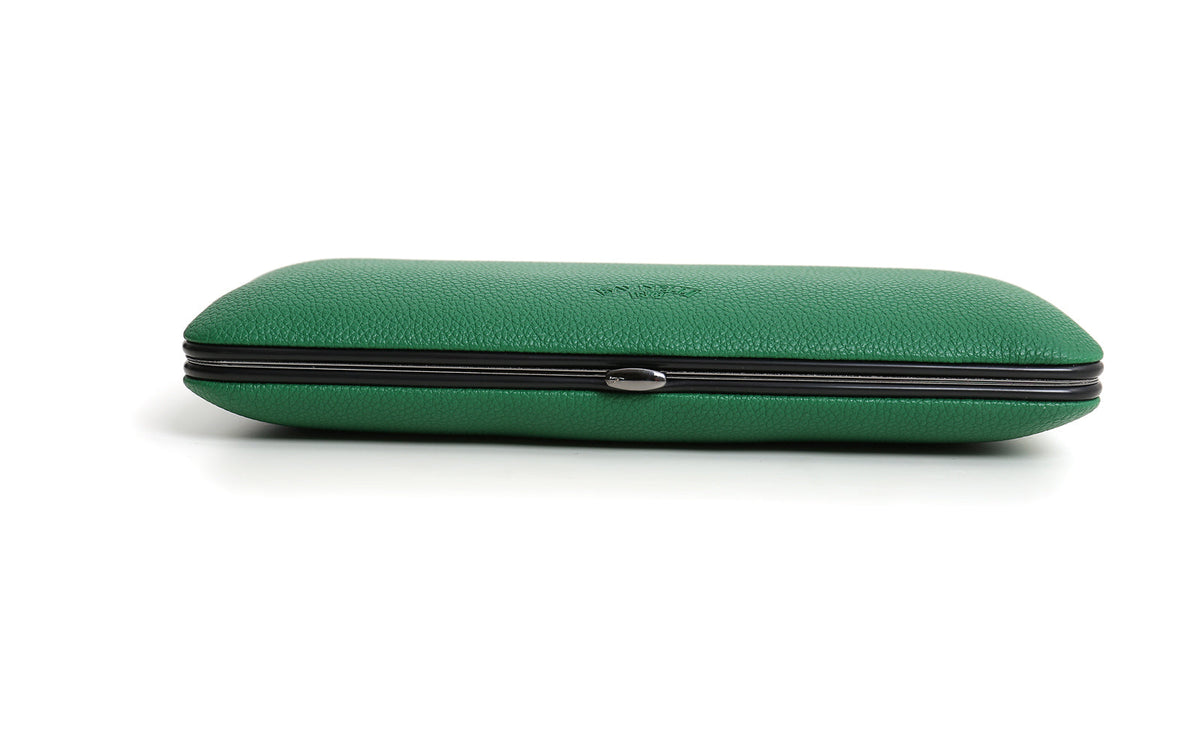3 PLACE GREEN LEATHER CIGAR BOX