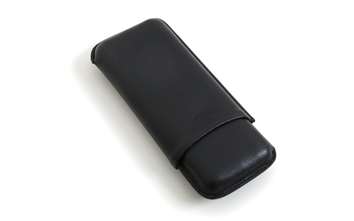 3 PLACE BLACK LEATHER CIGAR BOX