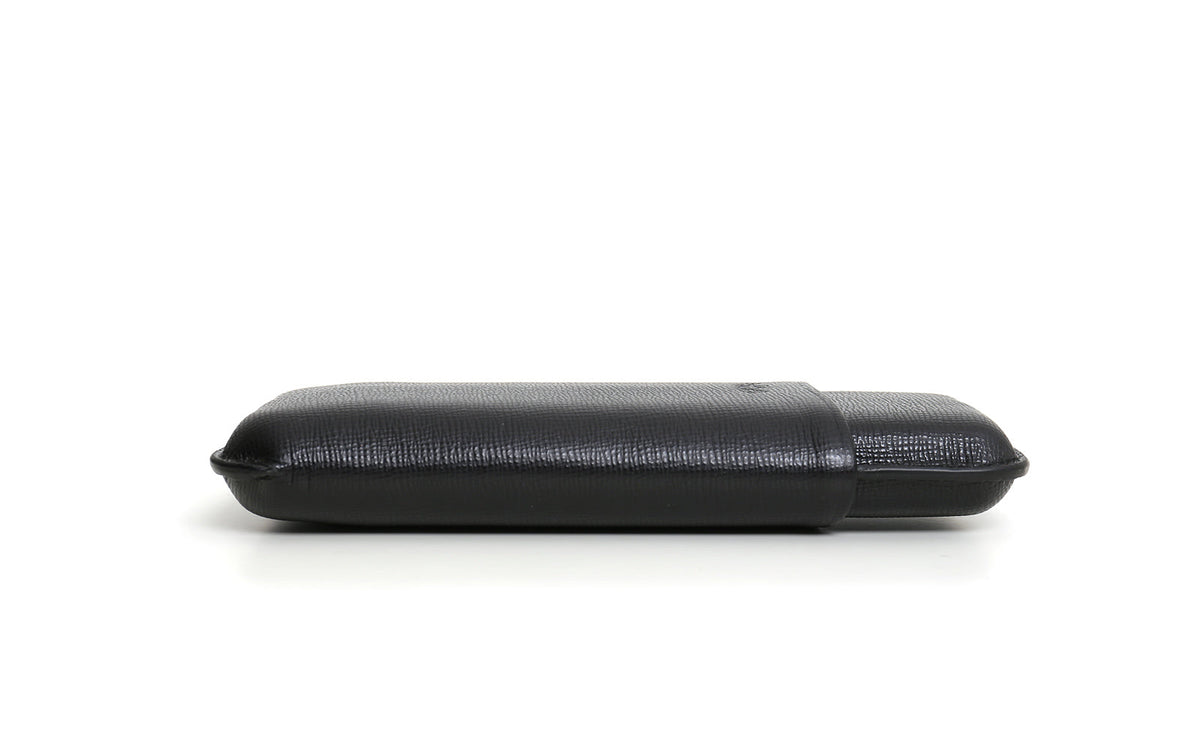 3 PLACE BLACK LEATHER CIGAR BOX
