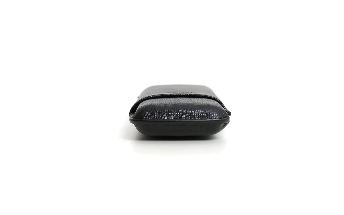 3 PLACE BLACK LEATHER CIGAR BOX