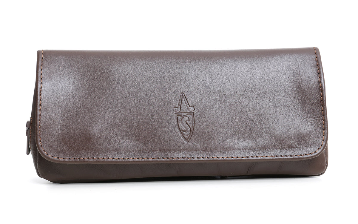 TOBACCO AND PIPE BAG IN BROWN LEATHER