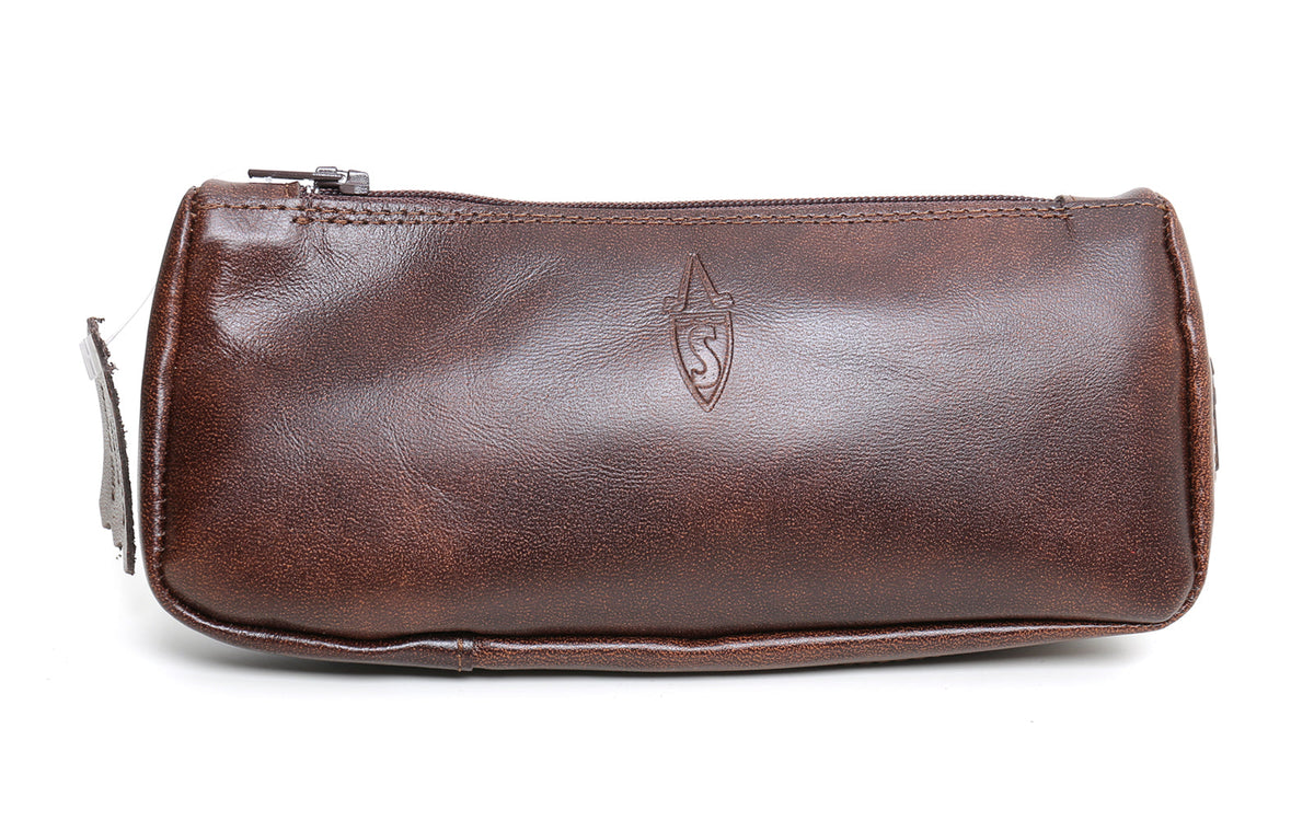 VINTAGE BROWN PIPE AND TOBACCO BAG