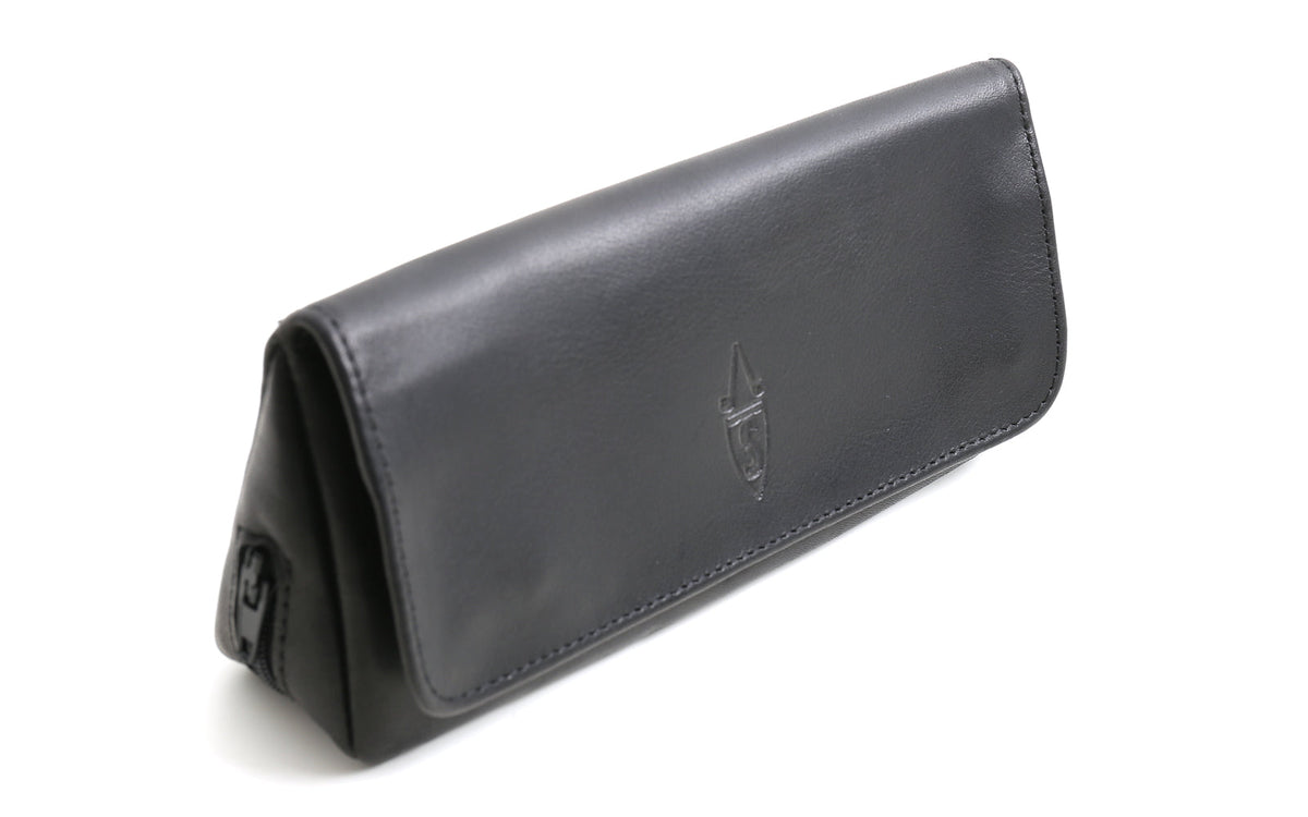 TOBACCO AND PIPE BAG IN BLACK LEATHER