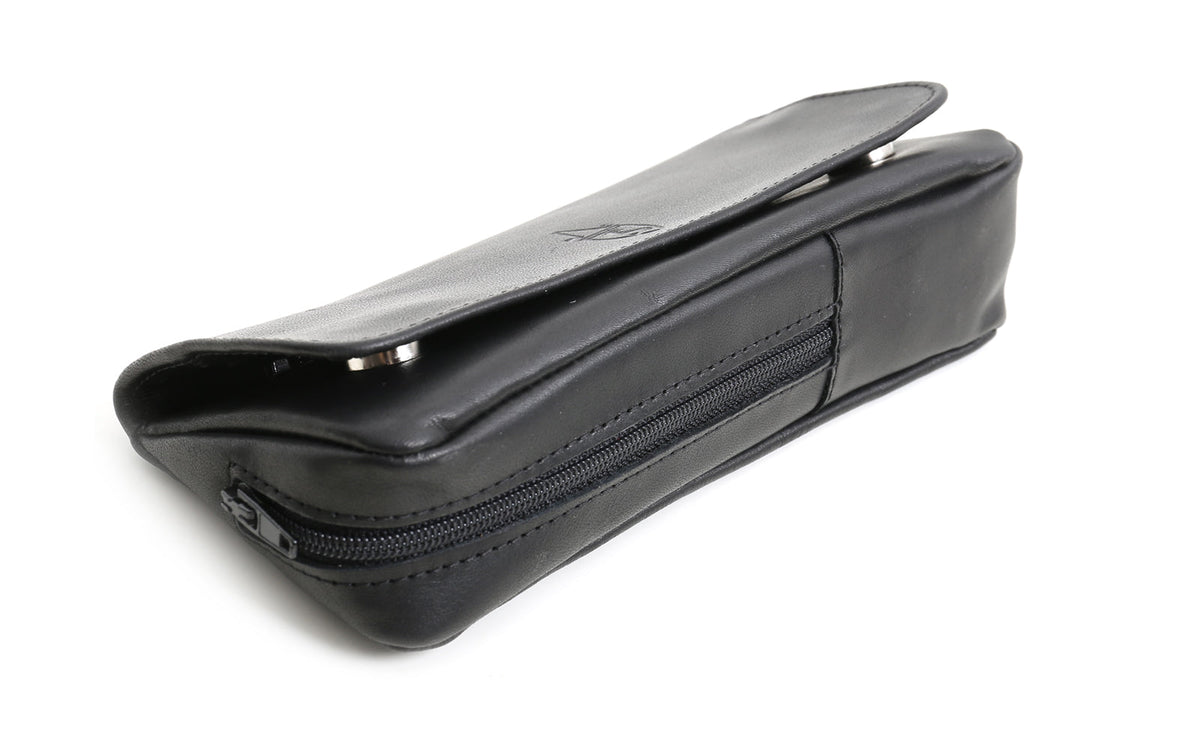 TOBACCO AND PIPE BAG IN BLACK LEATHER