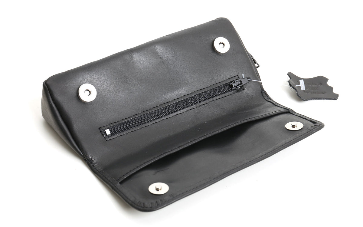 TOBACCO AND PIPE BAG IN BLACK LEATHER