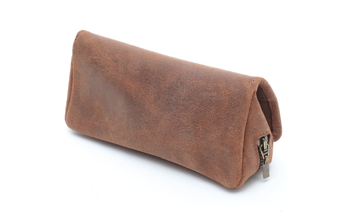 SUEDE PIPE AND TOBACCO BAG - COGNAC