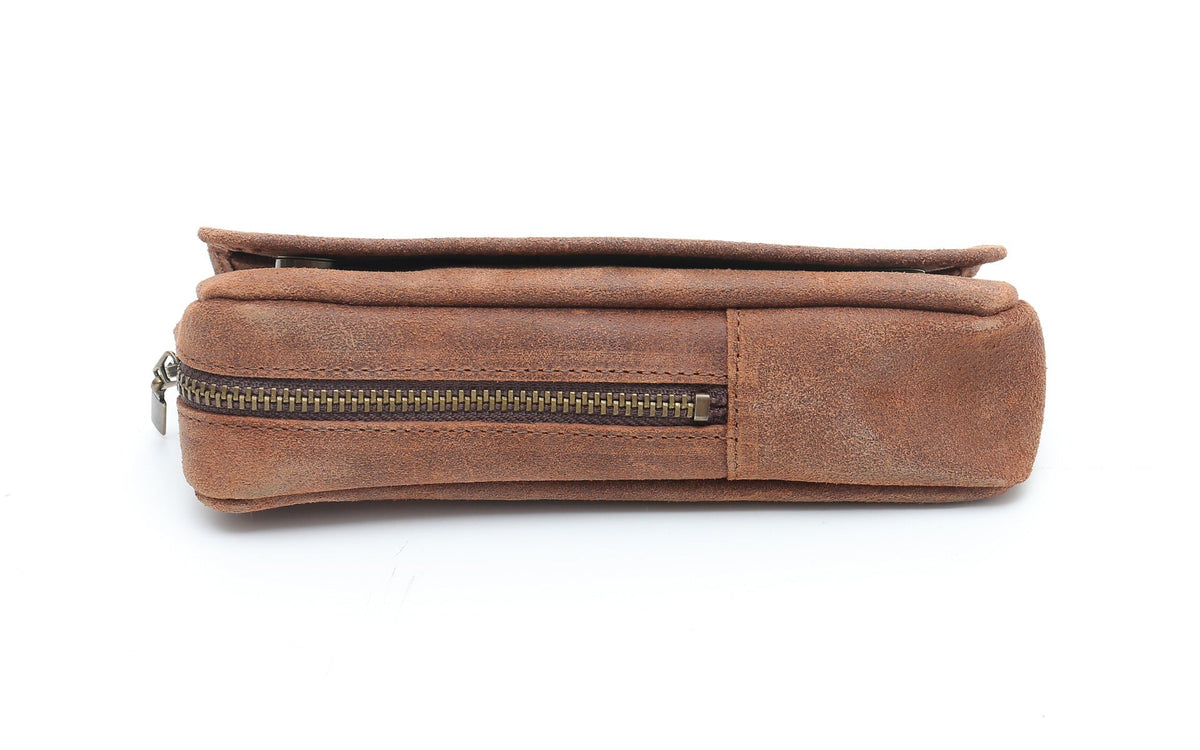 SUEDE PIPE AND TOBACCO BAG - COGNAC
