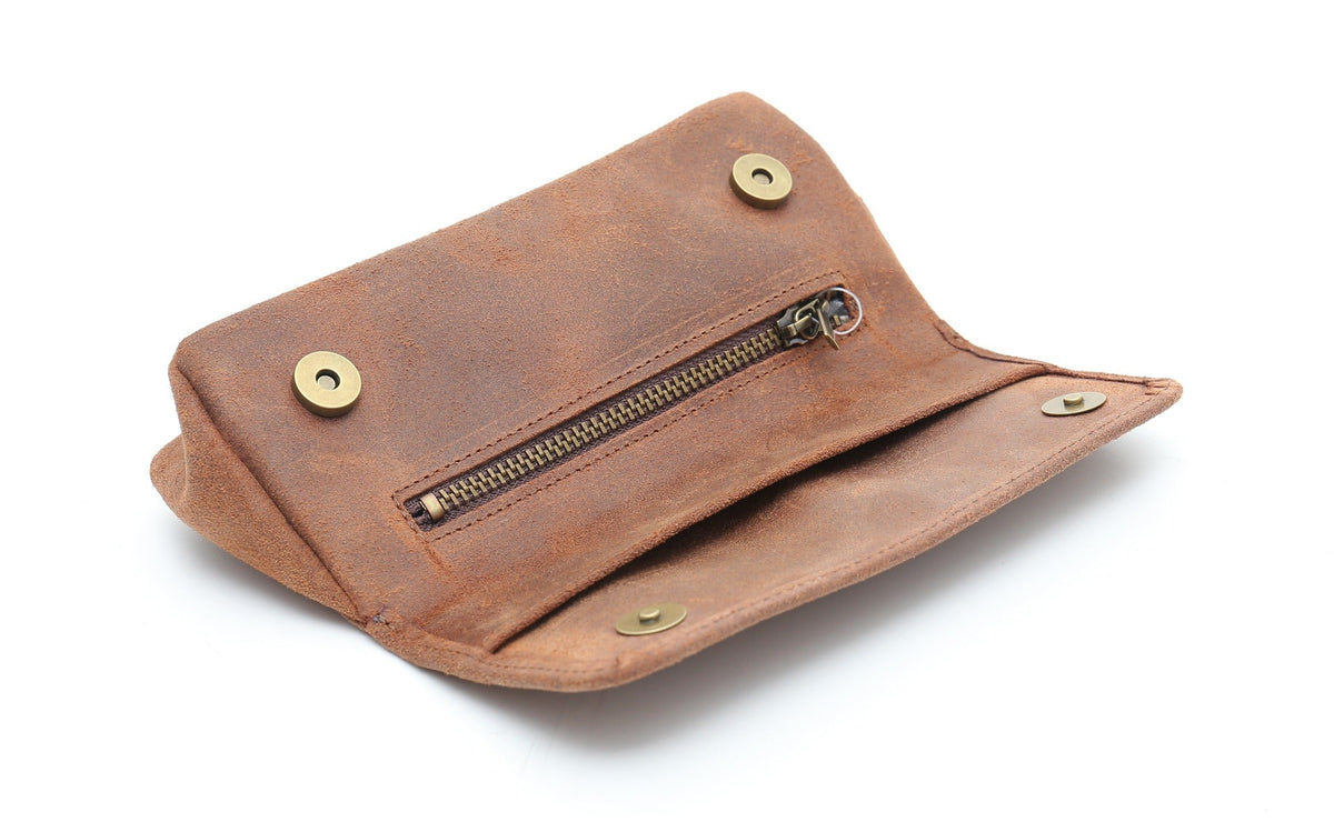 SUEDE PIPE AND TOBACCO BAG - COGNAC
