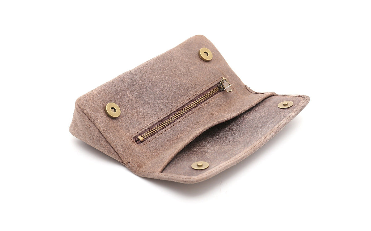 SUEDE PIPE AND TOBACCO BAG - TAUPE