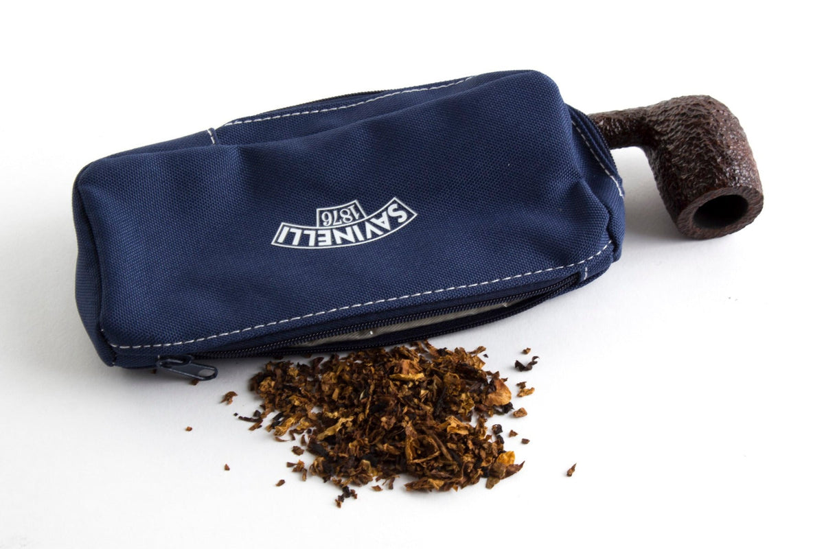 PIPE AND TOBACCO CASE IN BLUE FABRIC