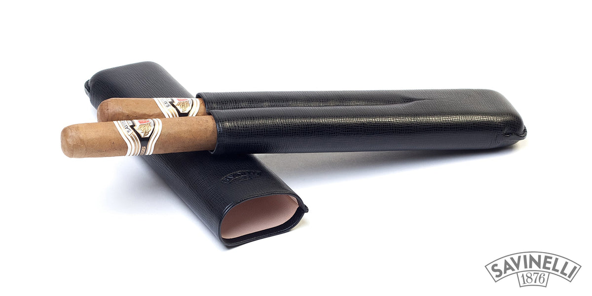 CHURCHILL SIZE LEATHER CIGAR BASE FOR 2 PLACES